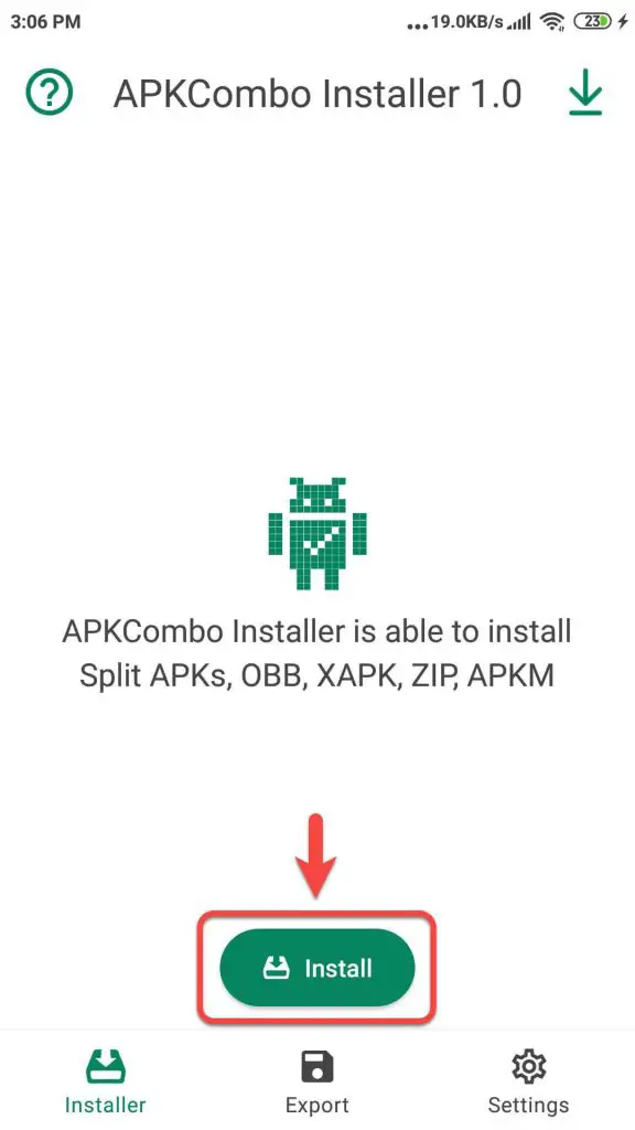 نصب فرمت xapk با برنامه ApkCombo